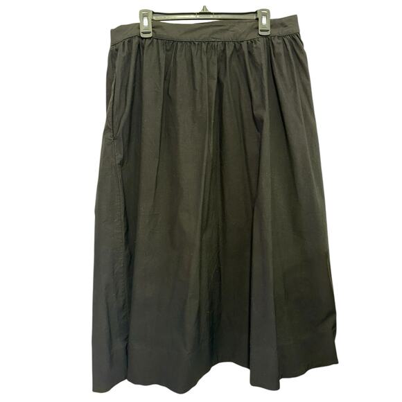 Maeve Anthropologie Wrap Skirt Size 16 Black Midi A-Line Tie Waist Flowy - Picture 3 of 6